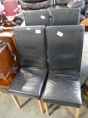Lot 1250 - Set of 4 black leatherette upholstered high...