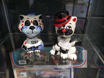 Lot 1261 - 2 ornamental cats, marked Lorna Bailey