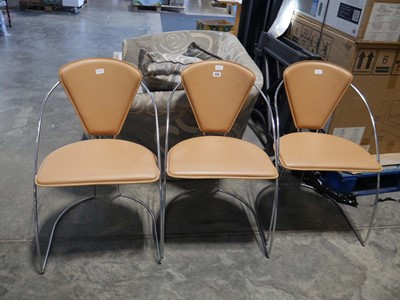 Lot 1276 - Set of 3 tan vinyl upholstered dining chairs...