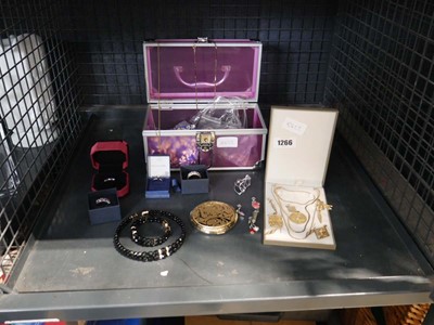 Lot 1266 - Cage containing various costume jewellery...