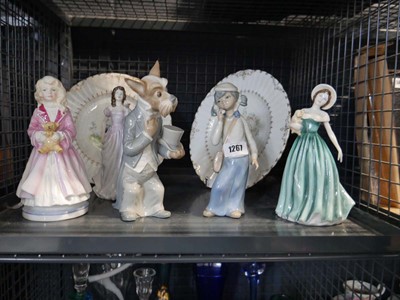 Lot 1267 - Cage containing 5 various ornaments and 2...