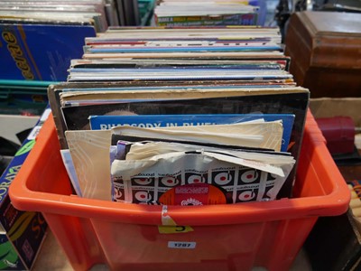 Lot 1287 - Red crate containing various vinyl albums and...