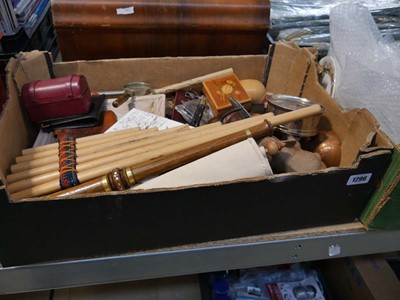 Lot 1296 - Tray containing various household items incl....