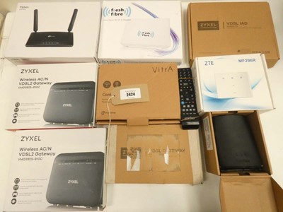 Lot 2424 - Flybox, Zyxel and other routers plus control...