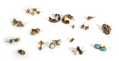 Lot 679 - Nine pairs of gold, yellow metal and gilt...