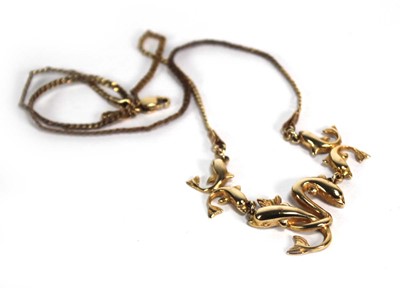 Lot 687 - A yellow metal flat curblink necklace...