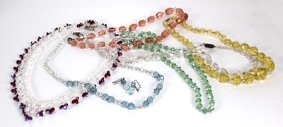 Lot 714 - Six glass and other beaded necklaces including...