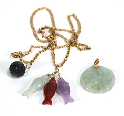 Lot 716 - A 9ct yellow gold fancy link necklace...