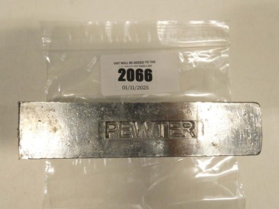 Lot 2066 - Approx 1kg pewter ingot