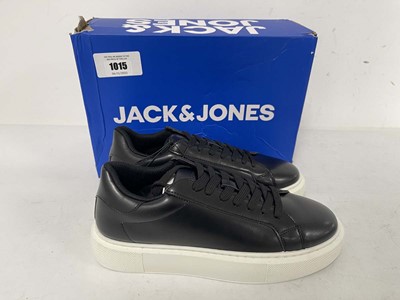 Lot 1015 - Jack & Jones faux leather trainers in black...