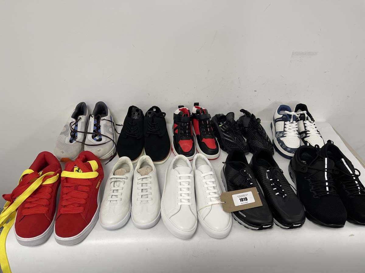 Lot 1019 - 10x Pairs of trainers in various styles to...