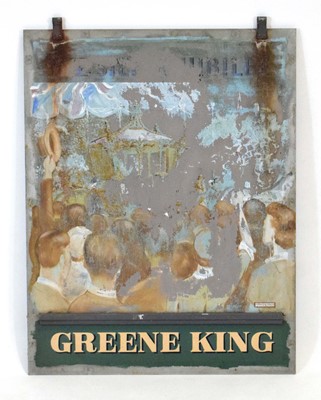 Lot 86 - A Greene King hand-painted double-sided public...