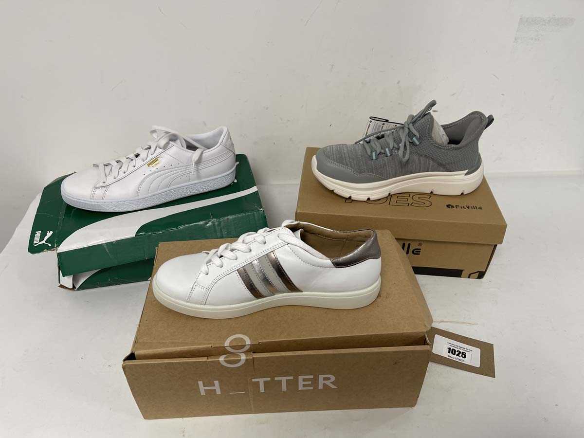 Lot 1025 - 3x Boxed pairs of trainers to include Puma UK8,...