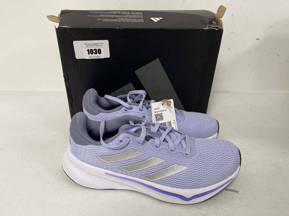 Lot 1030 - Adidas response trainers in lilac size UK6 -...