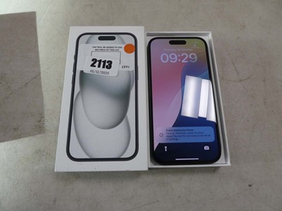 Lot 2113 - Boxed Apple iPhone 15, 128GB, model no. MTP...
