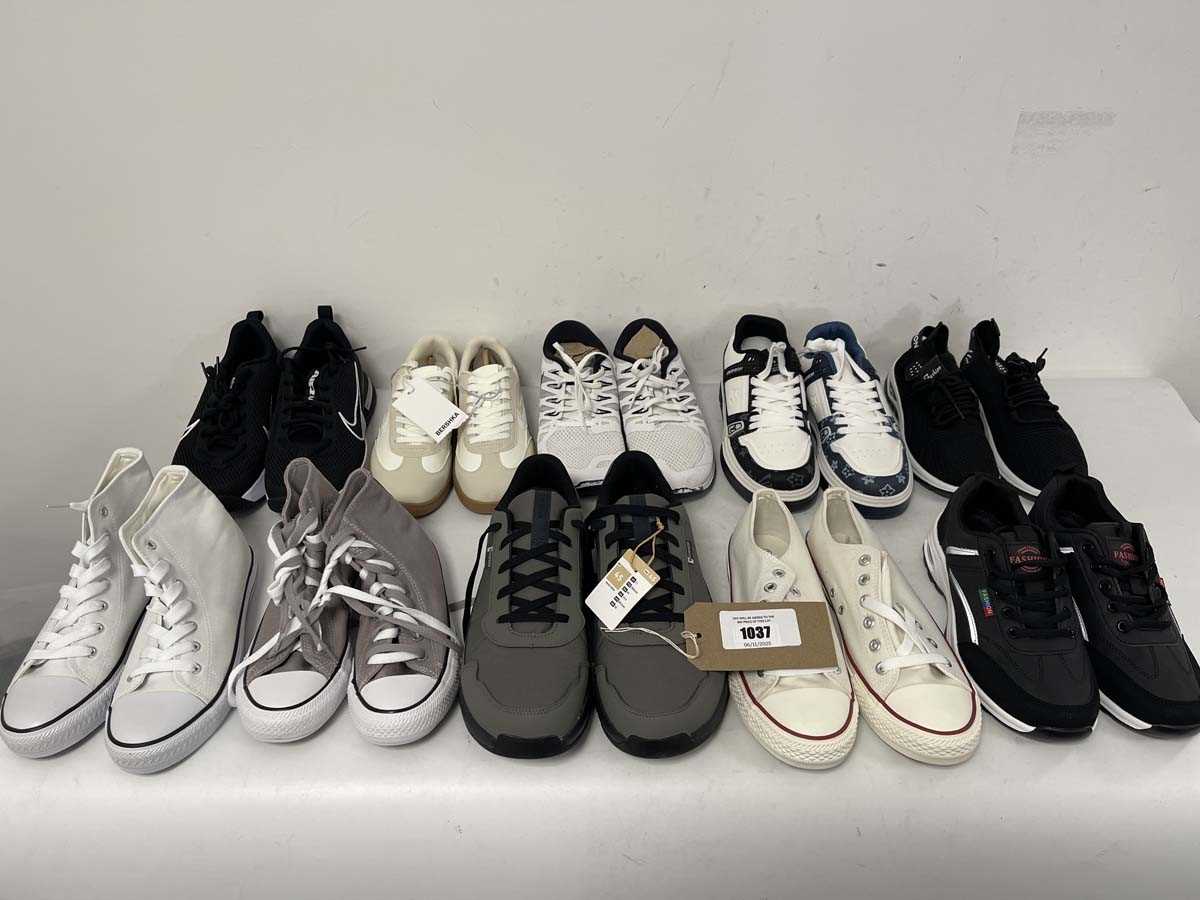 Lot 1037 - 10x Pairs of trainers in various styles to...