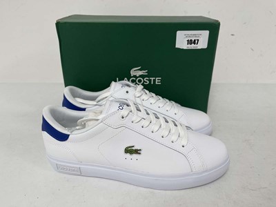 Lot 1047 - Lacoste powercourt leather trainers in white...