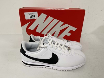 Lot 1053 - Nike kids cortez trainers in white size UK6 -...
