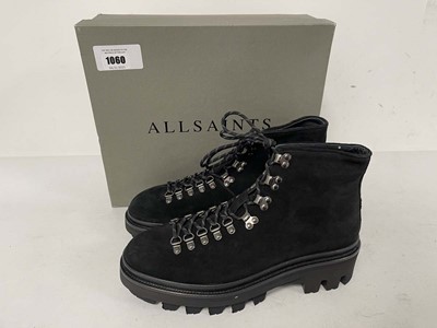 Lot 1060 - All Saints issac suede hiking boots in black...