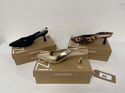 Lot 1062 - 3x Boxed pairs of Linzi Wide Fit high heels...