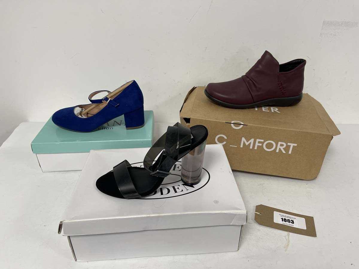 Lot 1063 - 3x Boxed pairs of shoes to include Ajvani UK6,...