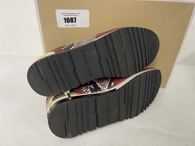 Lot 1087 - Michael Kors allie wrap trainers in brown size...