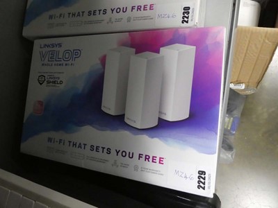Lot 2229 - Linksys Velop whole home Wi-Fi extender set...