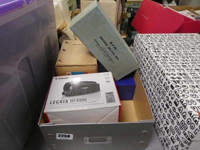 Lot 2258 - Box containing various Binoculars, video...