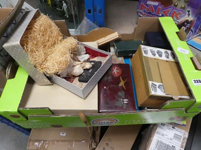 Lot 2338 - Box containing various items including rocks,...