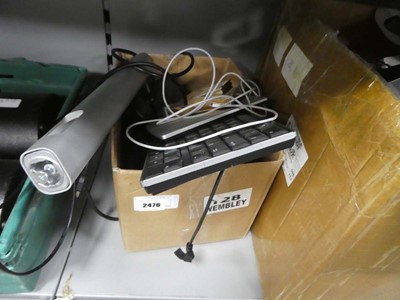 Lot 2476 - Box containing various items incl. clock,...