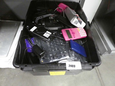 Lot 2489 - Box containing various items incl. calculators,...