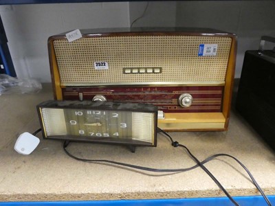 Lot 2522 - Stella vintage radio along with a Coral clock