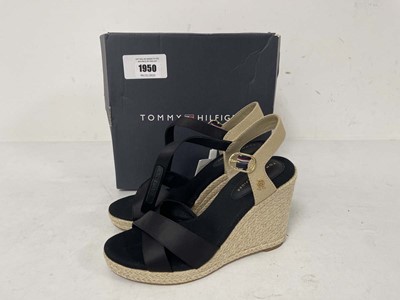 Lot 1950 - Tommy Hilfiger satin high wedge espradrille...