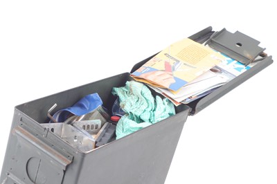 Lot 1098 - Ammunition tin containing knife sharpening tools