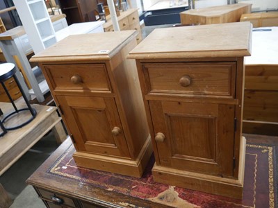 Lot 1306 - Modern pair of pine night stands with single...