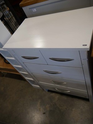 Lot 1330 - White painted chest of 2 over 3 drawers