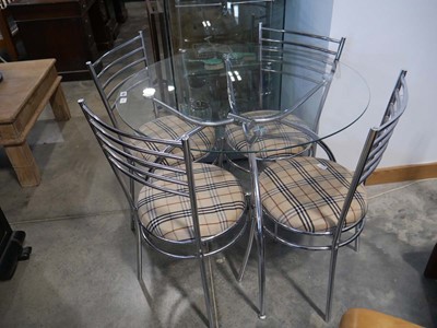 Lot 1336 - Modern chrome and glass dining suite...