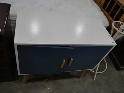 Lot 1338 - Modern white and blue double door cupboard...