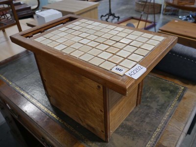 Lot 1347 - Mid century teak tile top coffee table with...