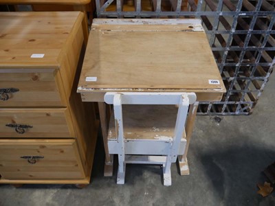 Lot 1349 - Child's wooden school desk with matching chair