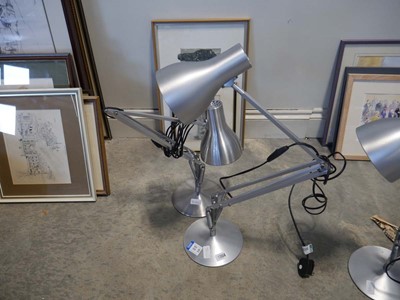 Lot 1364 - Pair of brushed chrome finish adjustable desk...