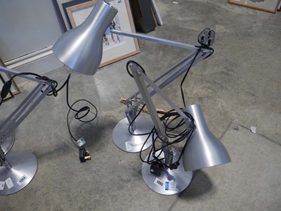 Lot 1365 - Pair of brushed chrome finish adjustable desk...