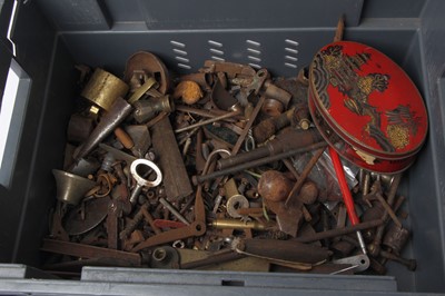 Lot 1105 - Box of assorted percussion gun parts and spares