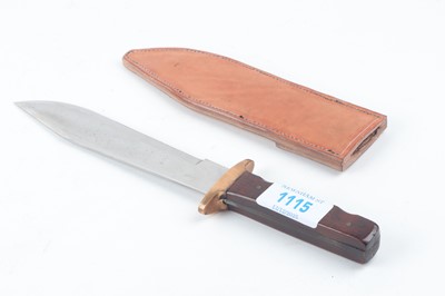 Lot 1115 - Bowie knife, 9½ ins blade brass guard, slab...