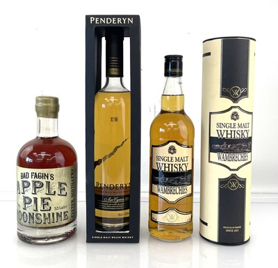 Lot 58 - 3 bottles, 1x Penderyn Aur Cymru AC Single...