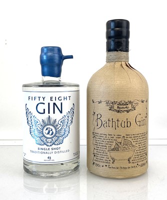 Lot 61 - 2 bottles of Gin, 1x Fifty Eight Single Shot...