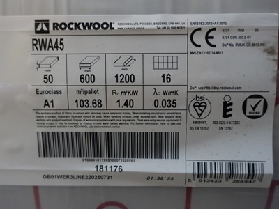 Lot 13 - Approx. 55 bales of Rockwool A1 non...