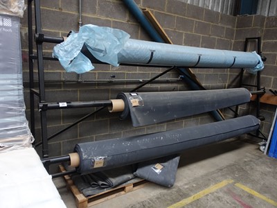 Lot 16 - Large steel cantilever roll dispenser frame on...
