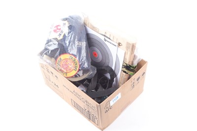 Lot 1129 - Box of shooting accessories inc, targets,...
