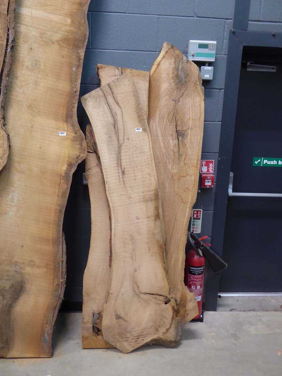 Lot 4221 - 3 oak waney edge boards